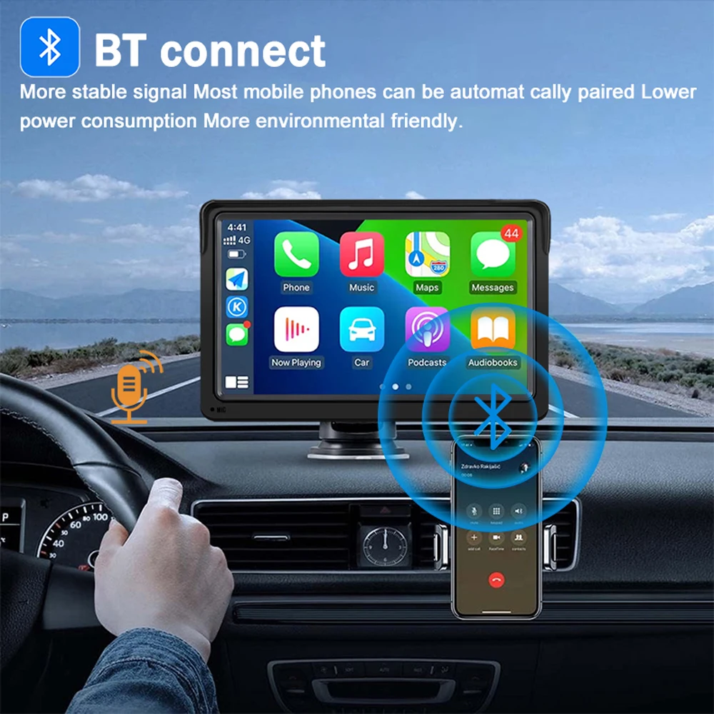 

7 Inch Car Radio Portable Wireless Apple Carplay Android Auto Stereo Multimedia Touch Screen Bt Navigation Mp5 Fm Usb Aux