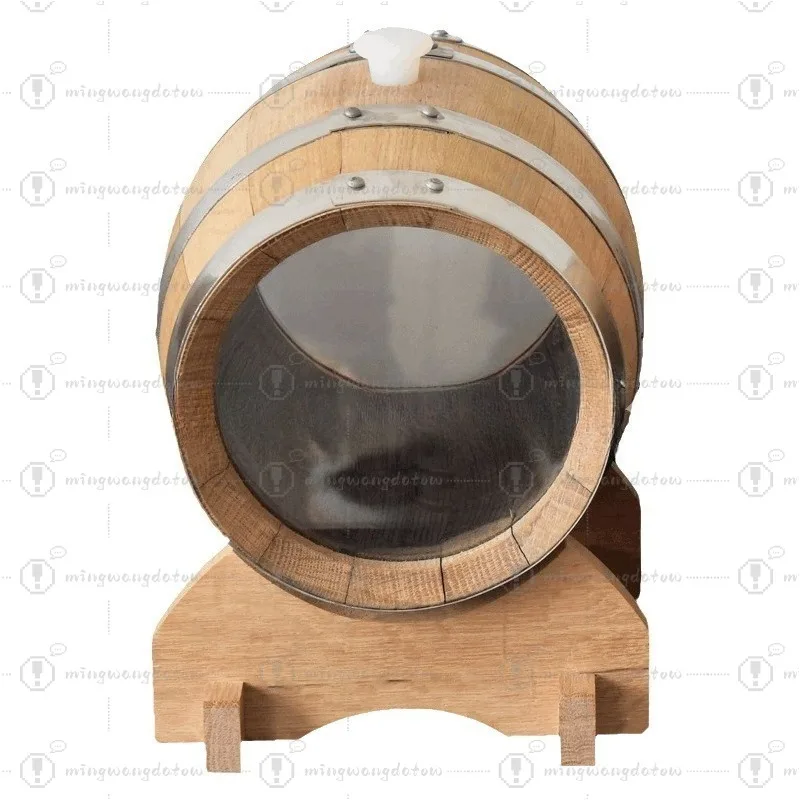 3L American Oak Aging Barrel with Glass Viewing Window Brandy Whiskey Brewing Equipment