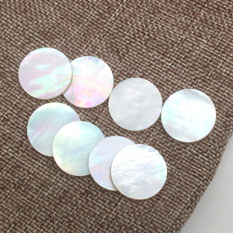 100PCS/Lot Natural Round White Mother Of Pearl Shell Coin Sheets 4mm~40mm Height 1mm MOP