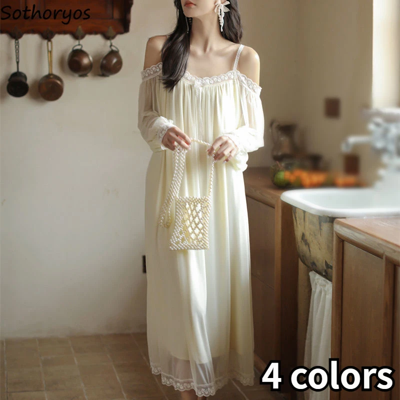 Sexy Nightgowns Women Lace Creativity Sleepwear Charming Korean Style All-match Daily Ladies Seductive Basics Popular Pure Cozy