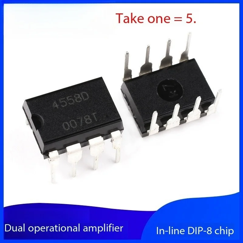 AMPLIFICADOR DE DOBLE operación en línea, chip DIP-8, 5 piezas, NJM4558D CD/DD