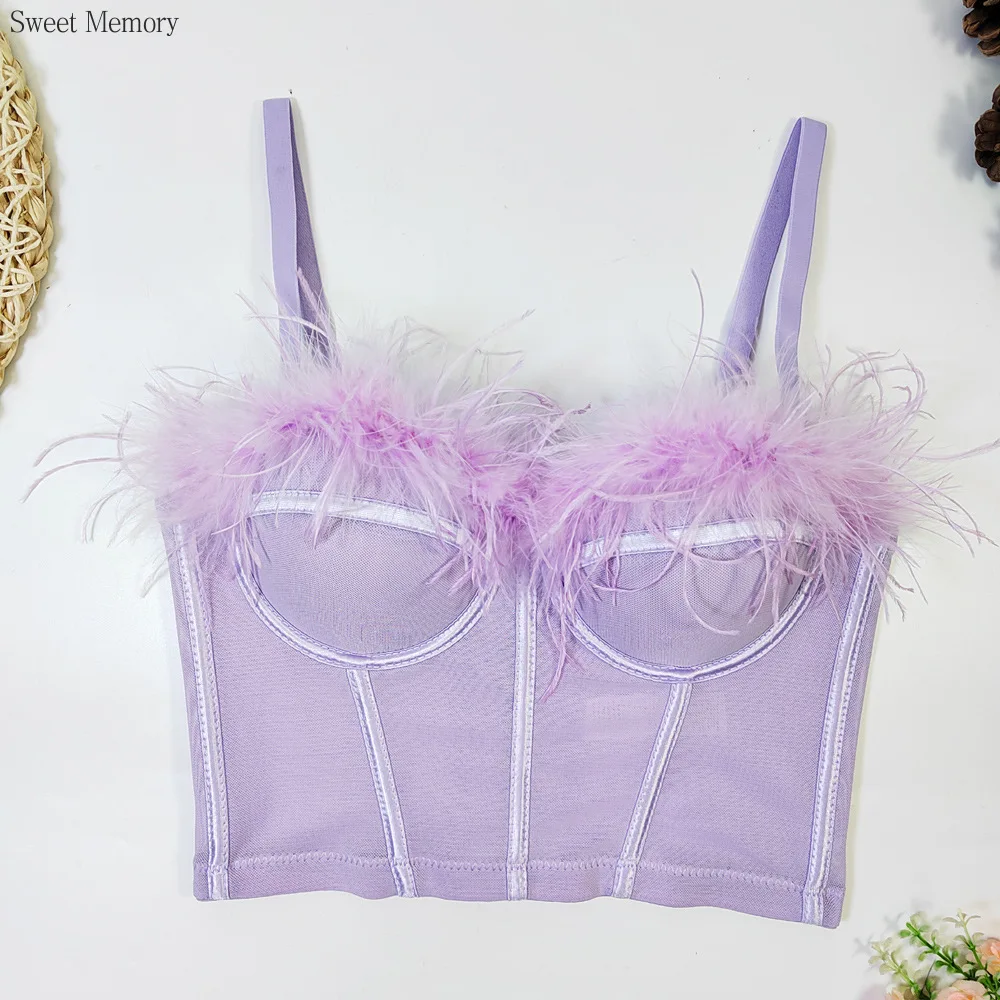 

A57 Прямая поставка, модная женская одежда для девочек, жилет-бретелька Sweet Memory, женская подушка на грудь, цельный бюстгальтер без бретелек с перьями