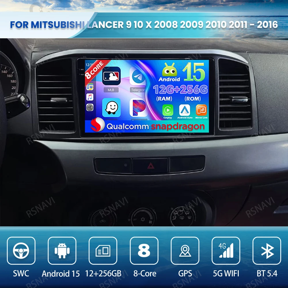 

Android 15 Car Radio For MITSUBISHI LANCER 9 10 X 2008 2009 2010 2011 - 2016 GPS QLED Autoradio Qualcomm DSP DVD Stereo BT AUTO