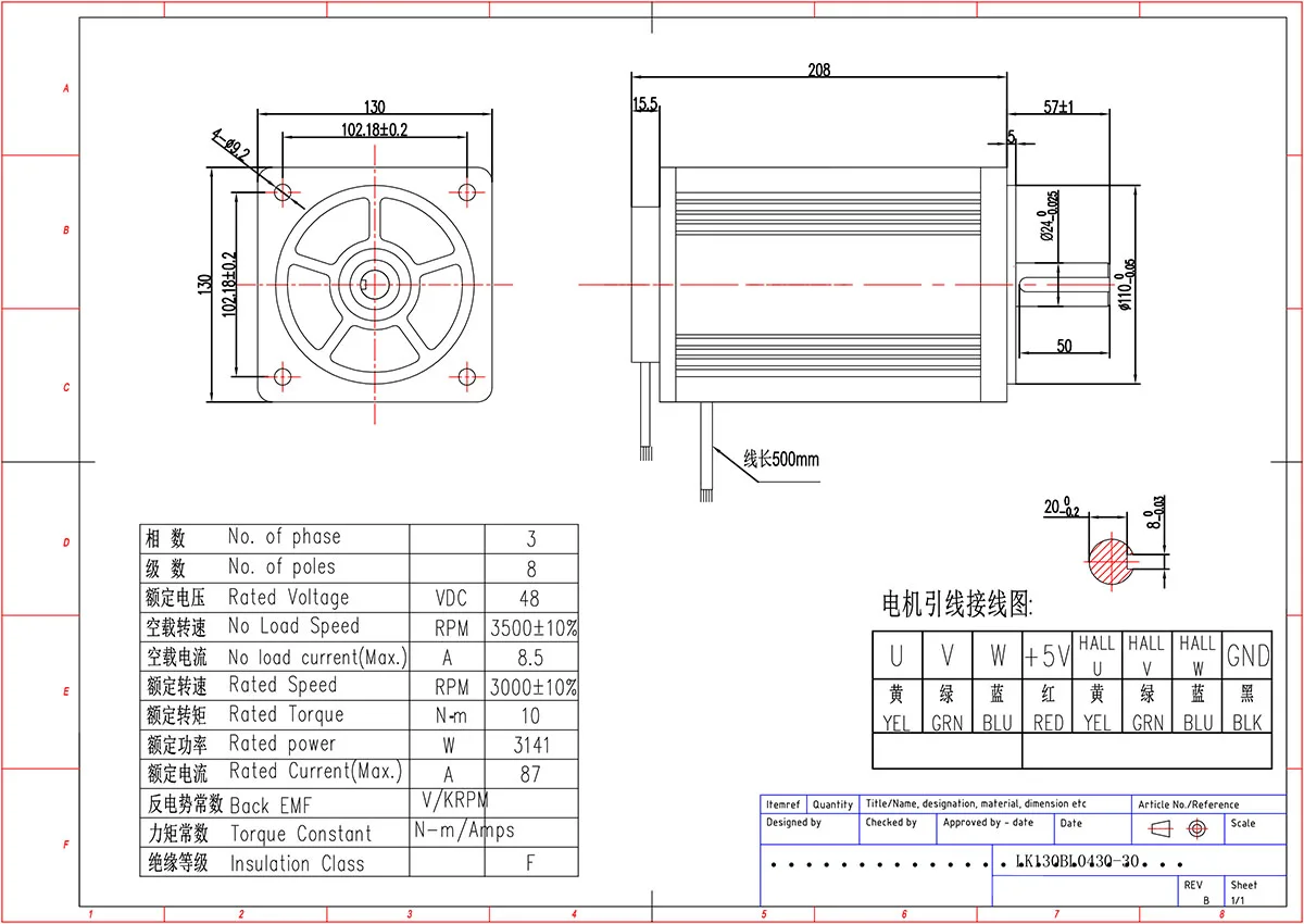48V 3000W High Torque Brushless DC Motor | 3000RPM High Speed BLDC Motor Small Size for EV/Ebike