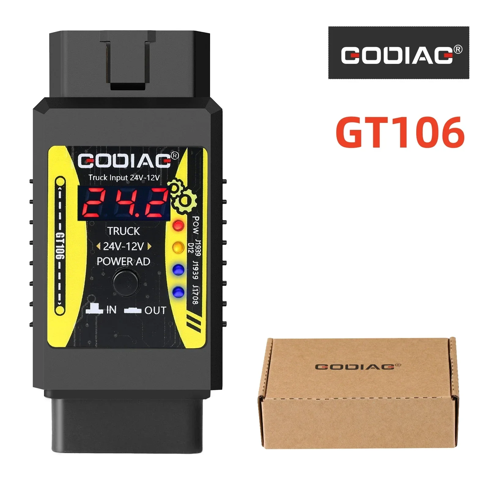 

GODIAG GT106 24V to 12V Heavy Duty Truck Adapter For X431 Easydiag/ Golo/ M-DIAG/ IDIAG/ ThinkCar/ ICarScan/ Diagun/ GOLO/ DBSca