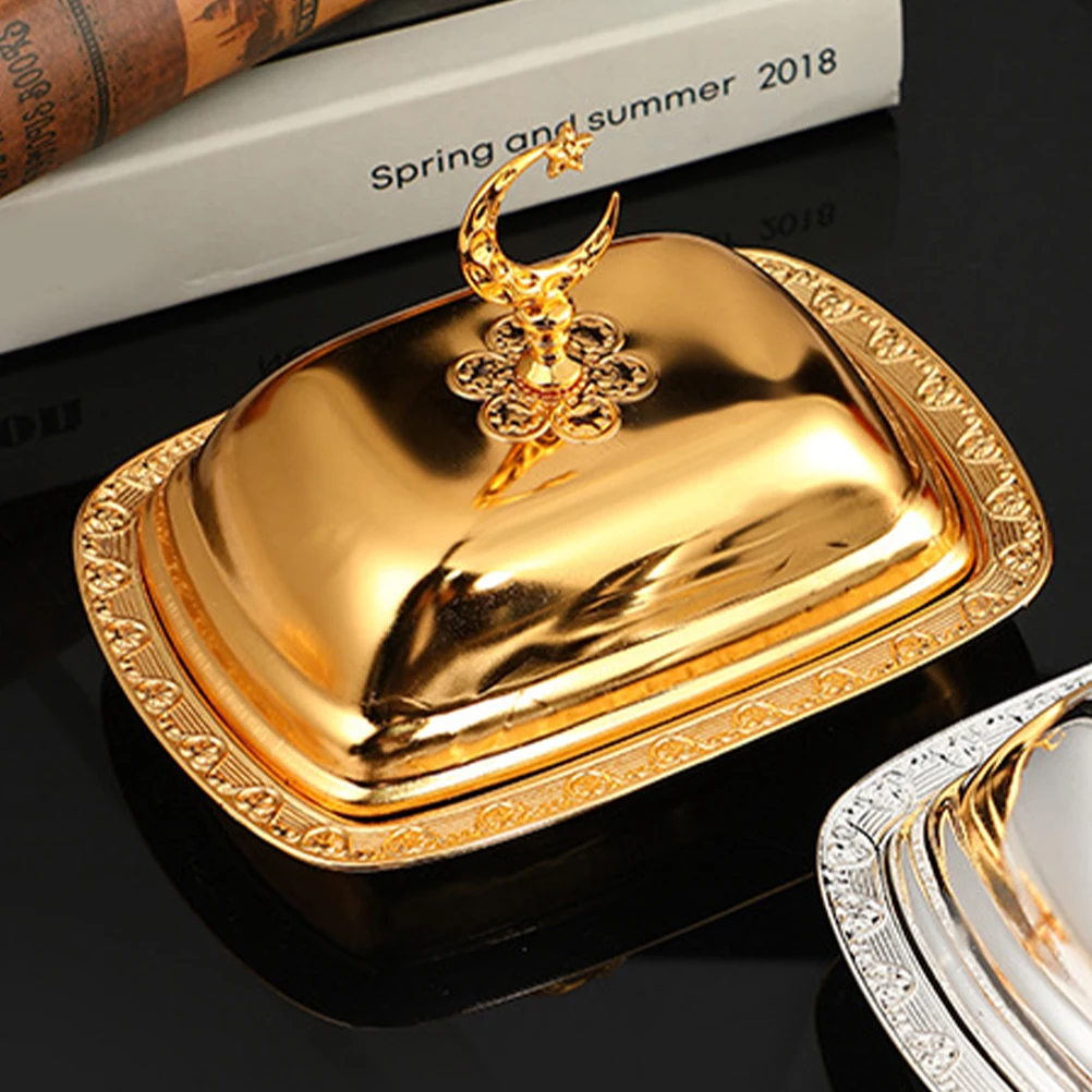 

1 Set Metal Dessert Tray With Lid Cake Storage Plate Cupcake Display Stand For Wedding Party Birthday Household Snack Serving