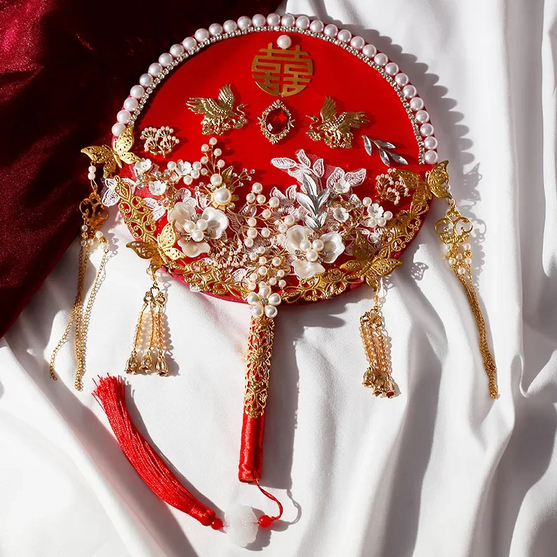

Handmade Hanfu Photography Accessories for Ladies Bride Hand Bouquet Traditional Retro Fans Girlfriend Gift Chinese Wedding
