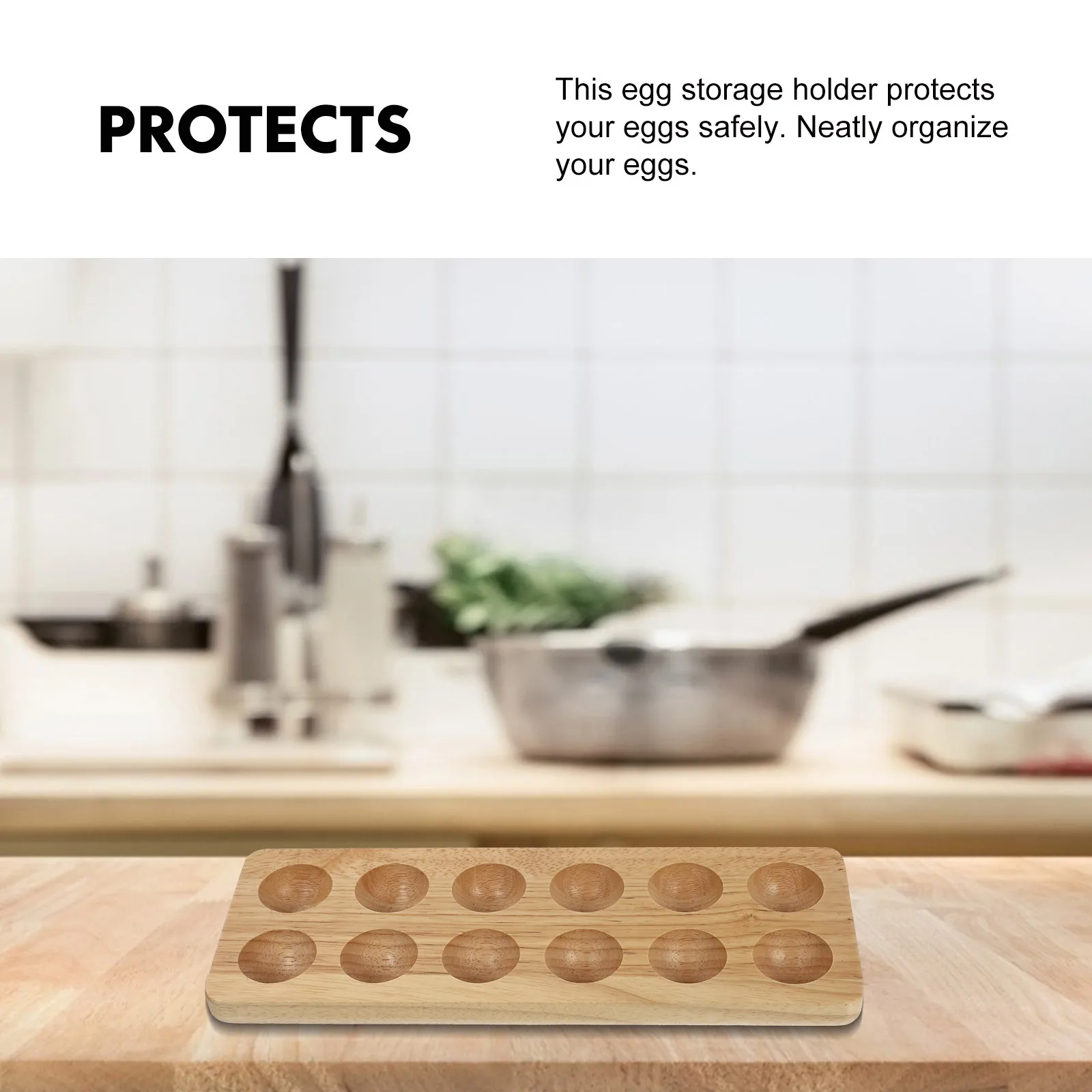 

1pc Wooden Tray Holder Protective Holder Home Kitchenware Wood Egg Organizer Rack Simple Egg Stand Protective Container