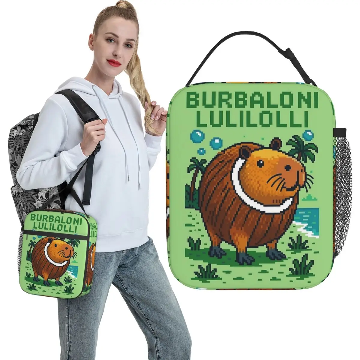Burbaloni Luliloli Capybara Italian Brainrot Memes Lunch Bag For Girls Designer Lunch Box School Cooler Bag Thermal Lunch Bags