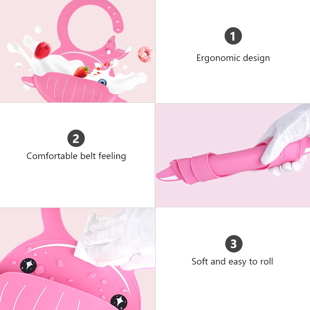 

Silicone Bib Kids Feeding Baby Girl Toddler Soft Dinning Children Safe Harmless Ergonomic Design Comfortable Belt Easy Roll