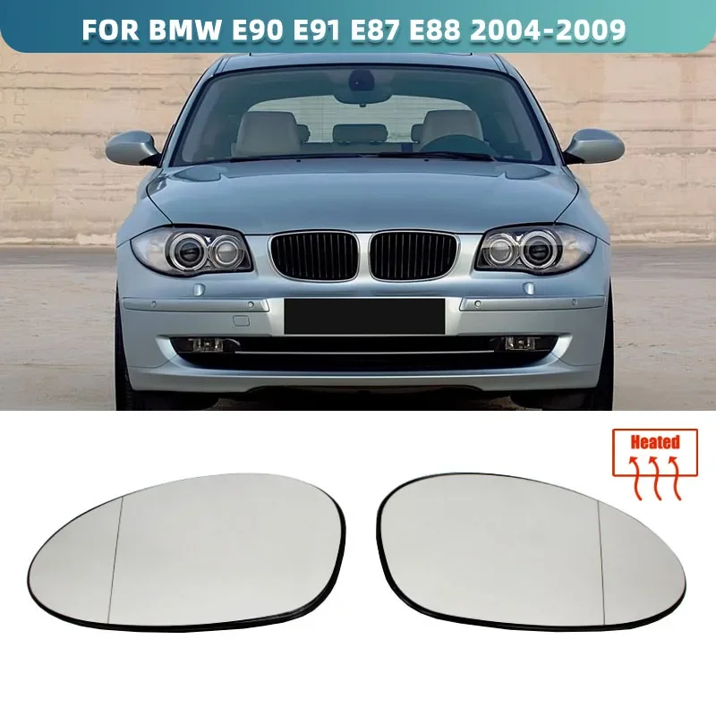 Image of Für BMW E90 E91 E87 E88 2004-2009 E46 Links + Rechts Seite Beheizte Spiegel Flügel Blau Weiß Rückspiegel rückspiegel Weitwinkel Auto