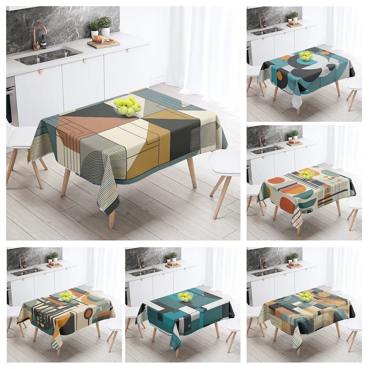 Abstract Geometric Tablecloth Waterproof Stain Resistant Party Decoration Restaurant Cafe Dining Table Tablecloths 140X200cm