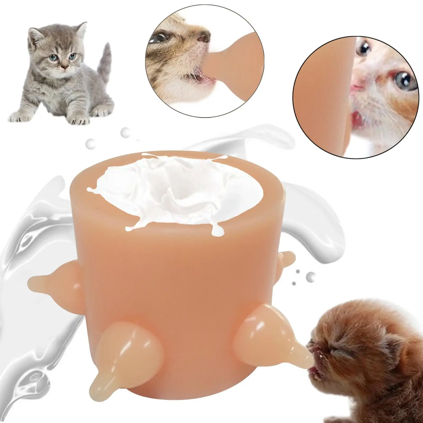 Bubble Milk Bowl Silicone 5 Nipples Kitten Rabbit Puppy Nursing Station Milk Feeder Pet Nursing Bottle