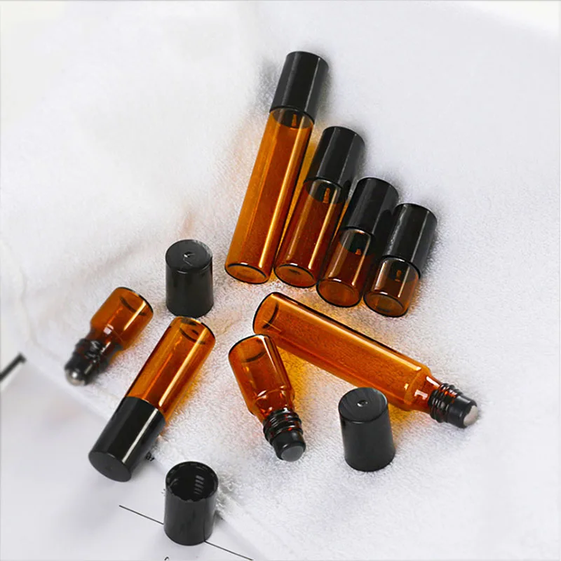 Hot Sale Glass Roll-on Bottles with Stainless Steel Roller Balls Empty Cosmetic Containers Refillable Bottle