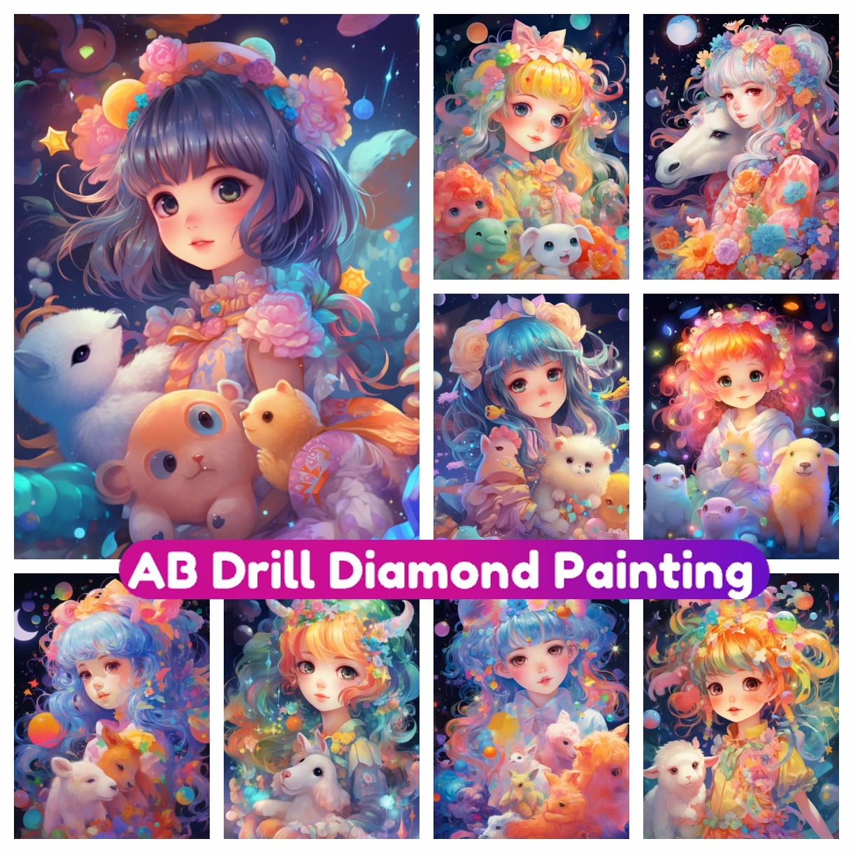 

5D DIY Full AB Diamond Painting Fantasy Fairy Kawaii Colorful Girl New Arrivals Cross Stitch Kit Mosaic Embroidery Home Decor