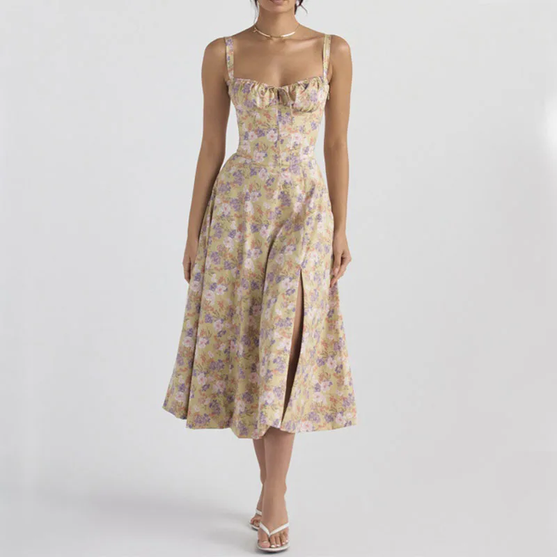 Summer Commuting Temperament Solid Color Fashion Suspender Dress Women
