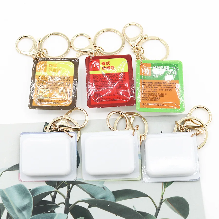 Realistic butter coated keychain | Detachable sauce bag food toy pendant | Soft stress relieving Q-elastic bag pendant