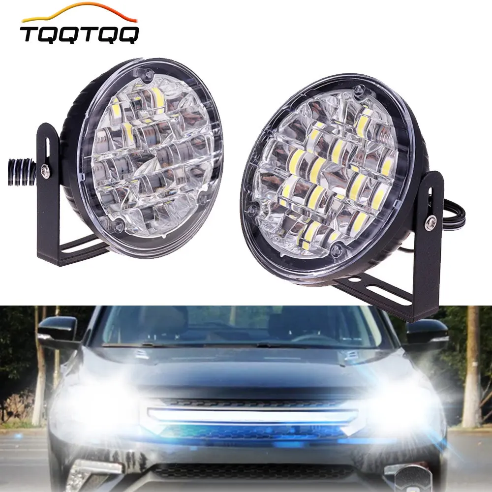 

Round LED Daytime Running Light 18 LED Car Front Fog Lamp Driving Bulbs White 12V Auto DRL for Tractor Offroad Truck ATV SUV