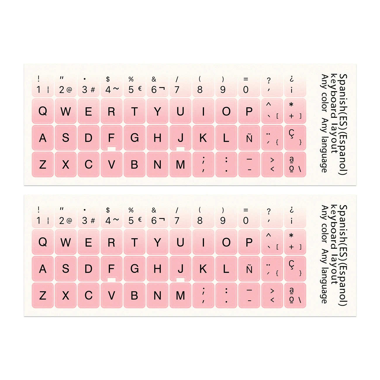 2pcs Spanish Popular Decorative Keyboard Stickers Durable Dust-Proof Alphabet Replacement for Notebook Computer PC Laptop
