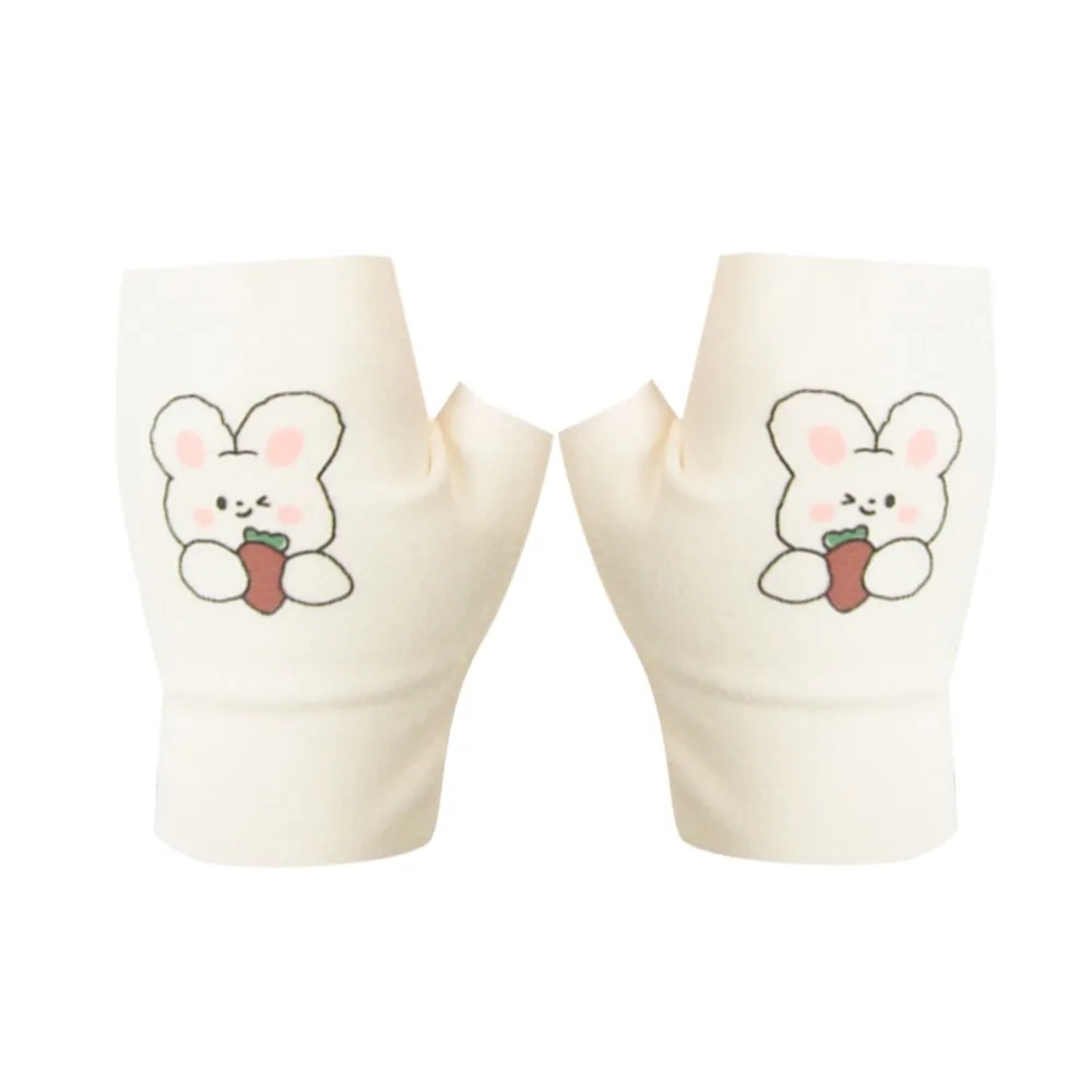 

Cartoon Bear Rabbit Autumn Winter Gloves Cold Proof Thickened Baby Children Half Finger Gloves Windproof High Elasticity