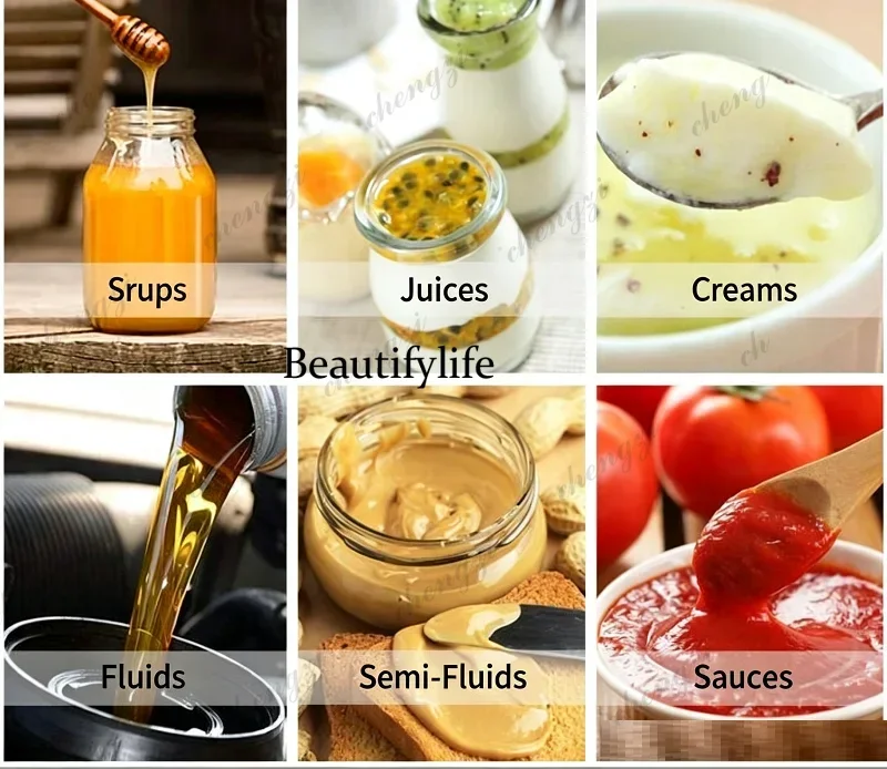 Horizontal Pneumatic Paste Liquid Filling Machine 220V Stainless Steel Quantitative Filler for Honey Sauce Yogurt Detergent