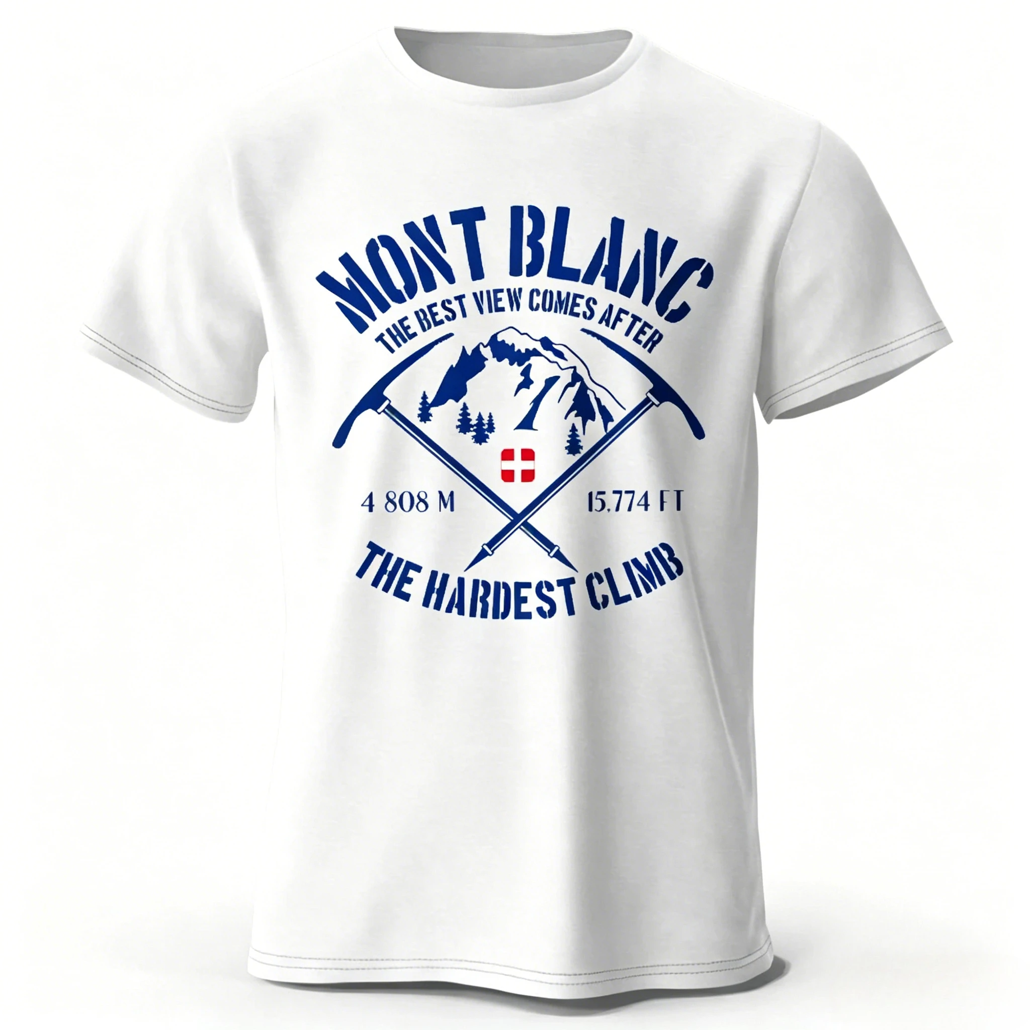 Vintage Sports Logo Cotton Mont Blanc Trekking Sport T-Shirts of High Quality Men's Clothing Women's 2026 Summer New T Shirt