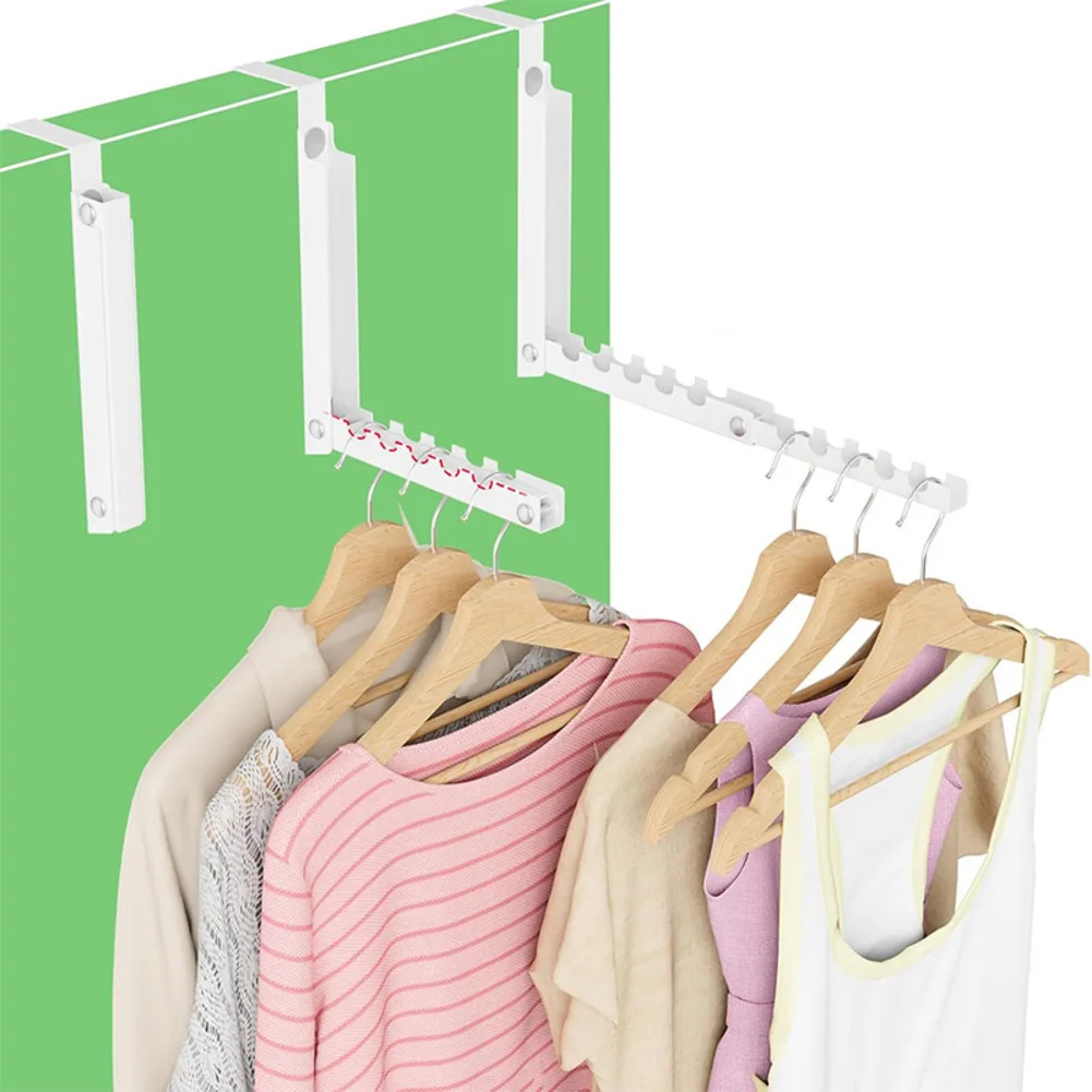 White Foldable Over Door Hanger for Clothes Towels Bags Space Saving Drying Rack with 10 Hooks Metal Construction