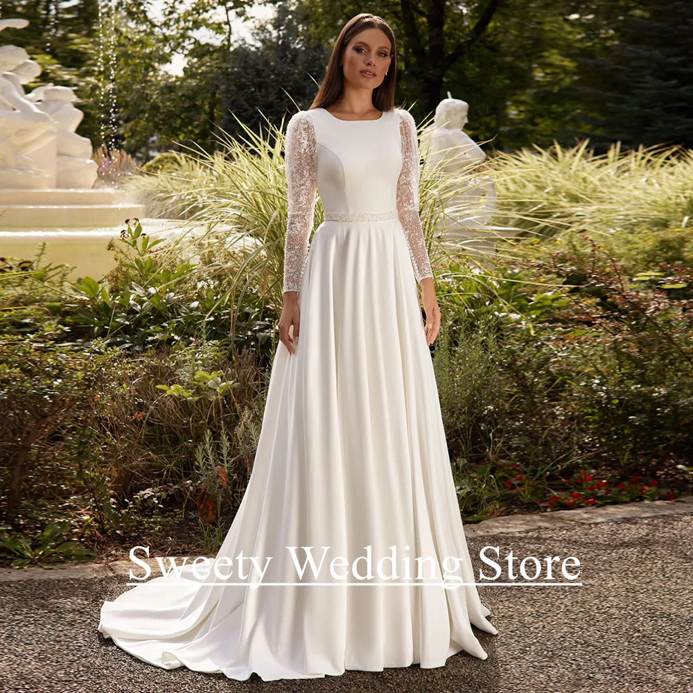 Arabian A-Line Satin Wedding Dress