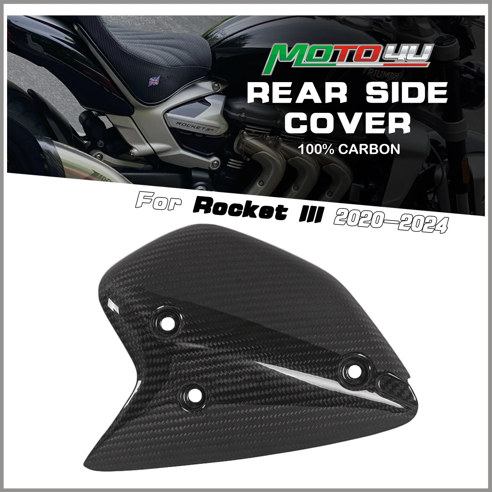 

For Triumph Rocket III 2020 2021 2022 Side Panel 100% Carbon Fiber Motorcycle Rear Side Cover Protector bottom Covers