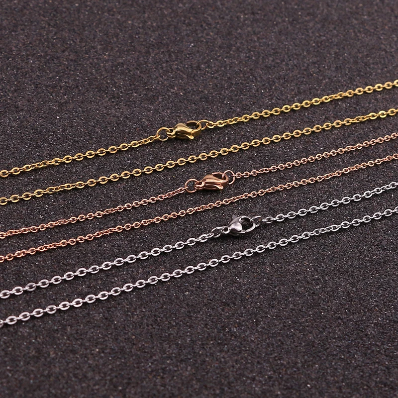 10pcs Stainless Steel Link Black Plated 18K Gold Chains Necklaces DIY Jewelry Cuban Chains Suit Wholesale Bulk Sale Materials image 2