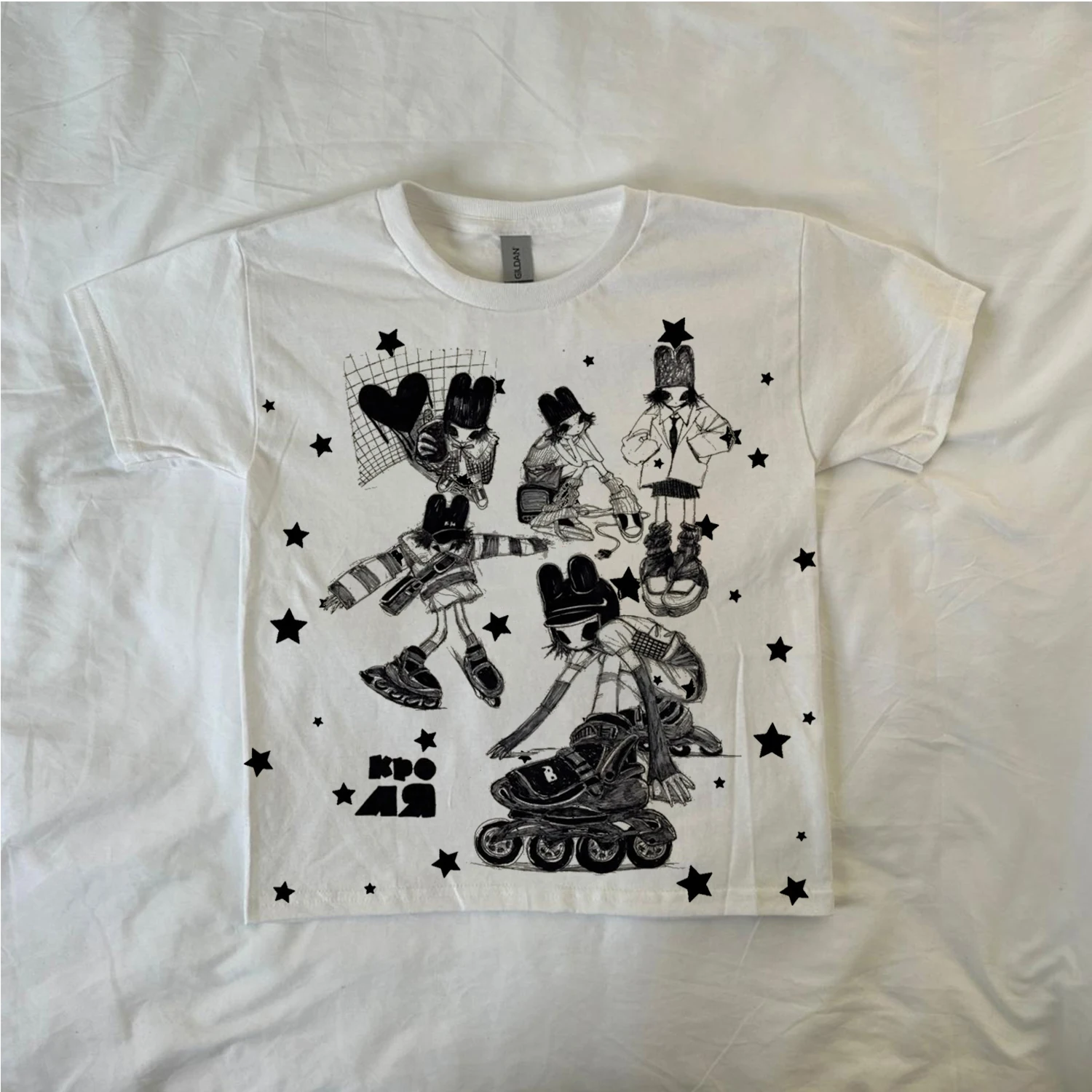 

Y2K Harajuku Gothic Graffiti Cartoon Printed T-shirt Y2K Aesthetic Slimming Top Sexy Spicy Girl Clothing Top Street Wear Retro G