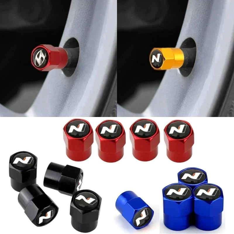 4PCS Car Wheel Tire Valve Cap Cover for Hyundai N Nline Logo Sonata IX35 I20 I30 Elantra Accent Genesis Tiburon Tucson Solaris