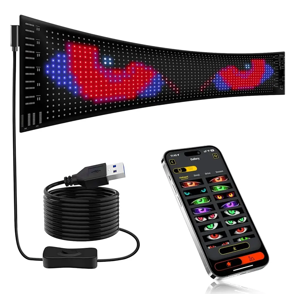 

Ailexpress Auto - LED Devil Eye Lights for Windshield 15\x4\ [Advanced Chip, 100% Synced Dual Screen] Dynamic Flexible Programma