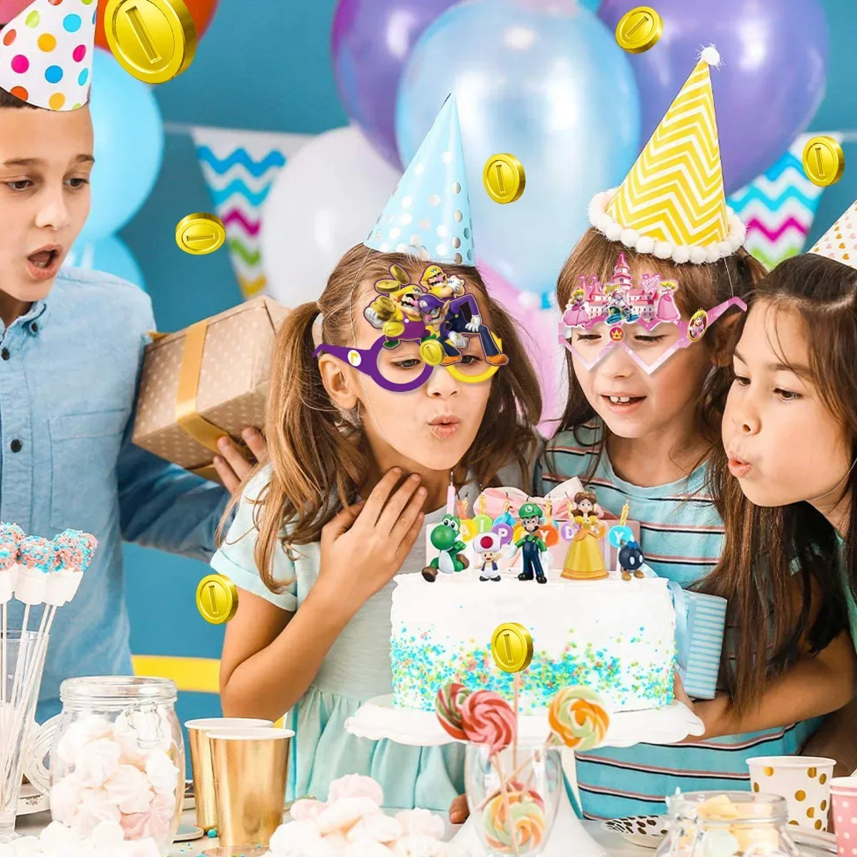 8pcs Kids Spectacles Decorations Cosplay Photo Props Accessories Gifts Bros Anime Glasses Birthday Party Supplies view 4