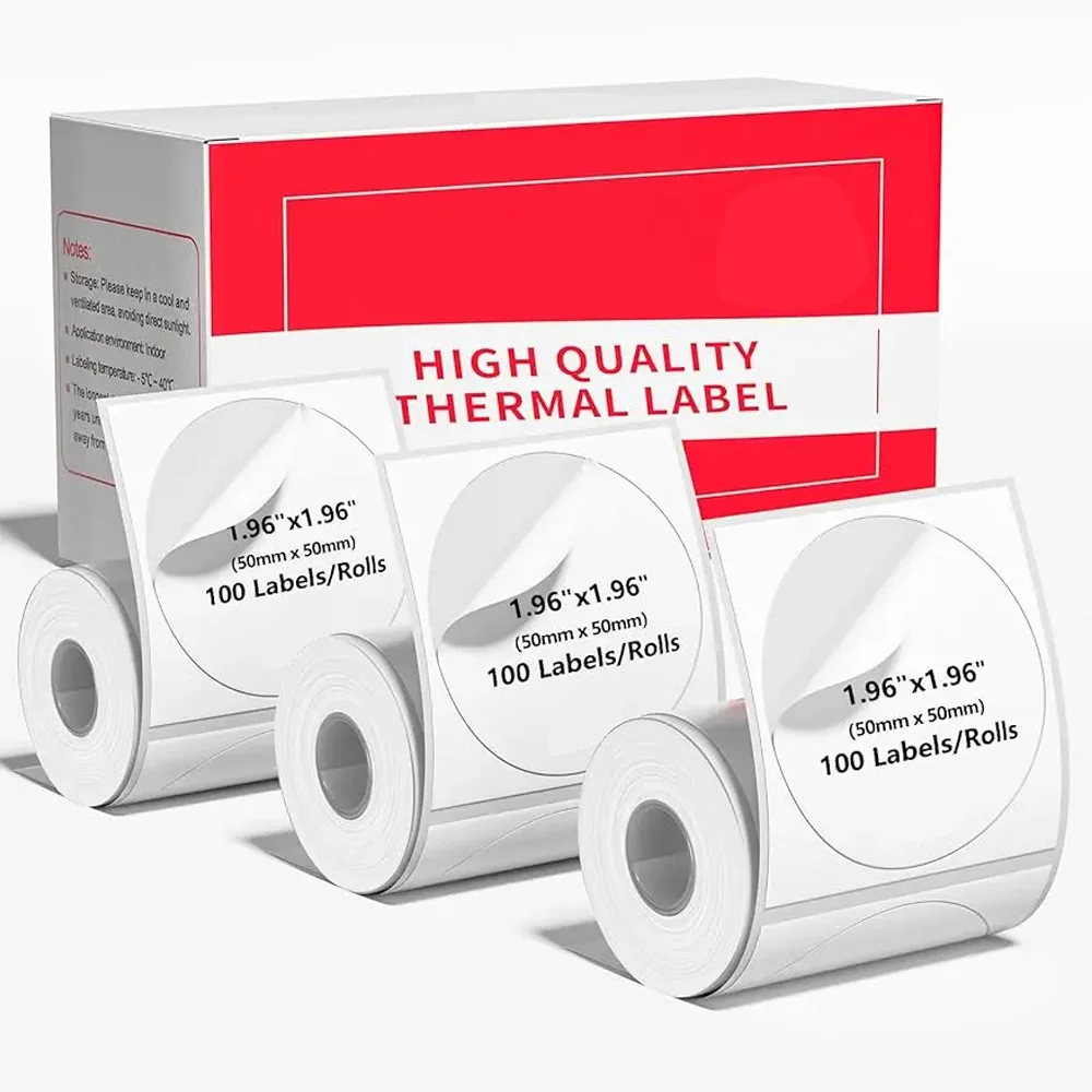 

3 рулона Phomemo Thermal Sticker Label Paper Многоцелевая самоклеящаяся бирка для машины для изготовления этикеток M110, M220, M120, M200, M221