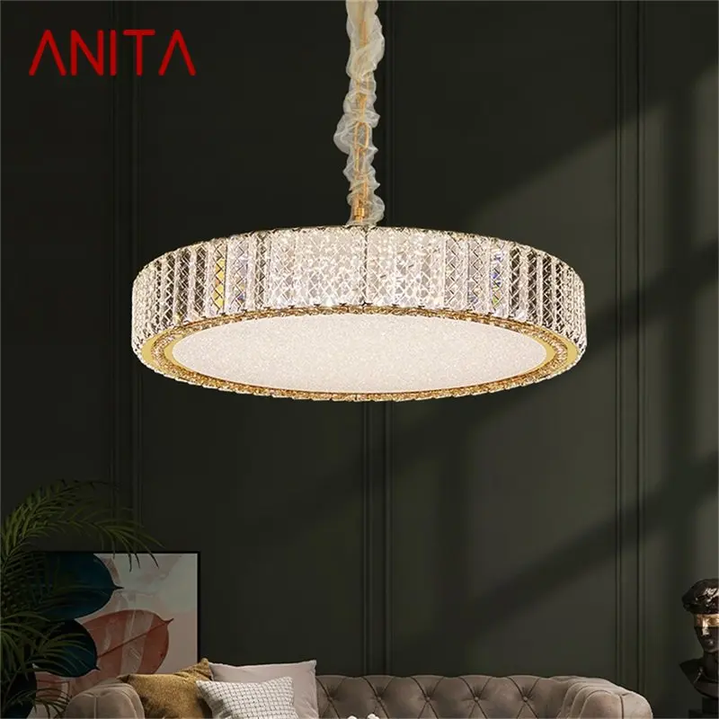 

ANITA Postmodern Pendant Light Round LED Luxury Crystal Fixtures Decorative For Dinning Living Room Bedroom Chandeliers