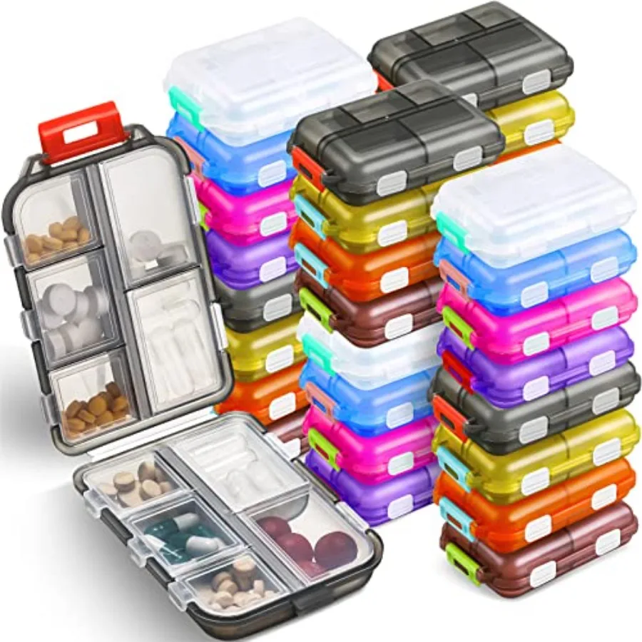 

Pcs Travel Pill Organizer Bulk 10 Compartments Pocket Portable Pill Case Daily Box Dispenser for Vitamin Fish Oil Compartments