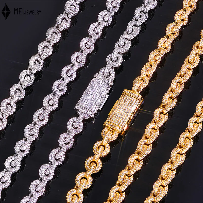 

Hip Hop 8MM Flip Buckle 0-Word Chain Trendy And Versatile Men Cubic Zirconia Necklace Jewelry Set Customization ﻿