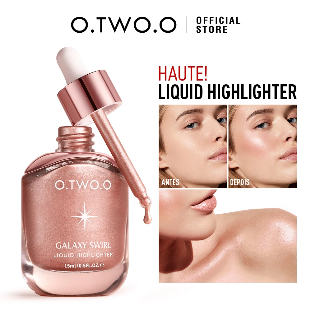 O.TWO.O-resaltador líquido, brillo brillante, ligero, muy pigmentado, larga duración, acabado brillante, maquillaje facial