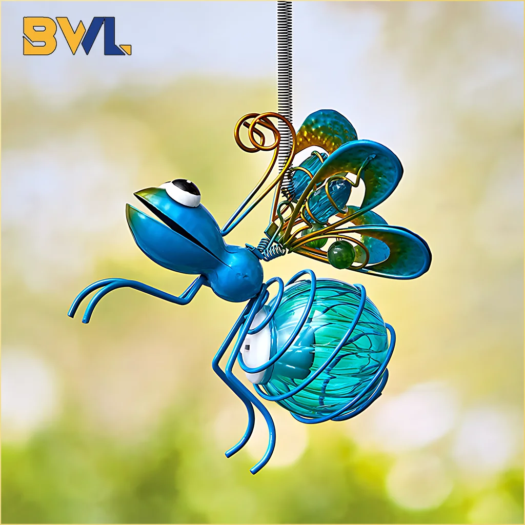 5PCS Solar-Powered Hanging Metal Ladybug Light  Garden Decor  Lady Sculpture with Bouncy Springs Summer Outdoor Art Decorations