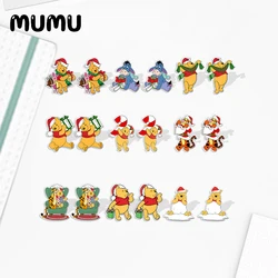 2024 New Christmas Pooh Stud Earring Piglet Tigger Epoxy Jewelry Resin Acrylic Earrings Handmade Gifts Girl