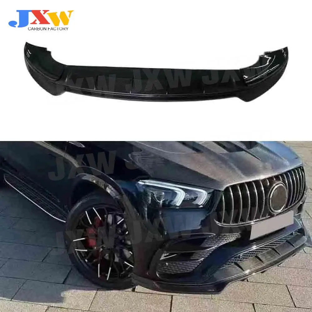 Car Front Bumper Lip Spoiler Carbon Fiber For Mercedes Benz GLE Class W167 GLE450 GLE53 AMG Sport SUV 2020-2022 FRP