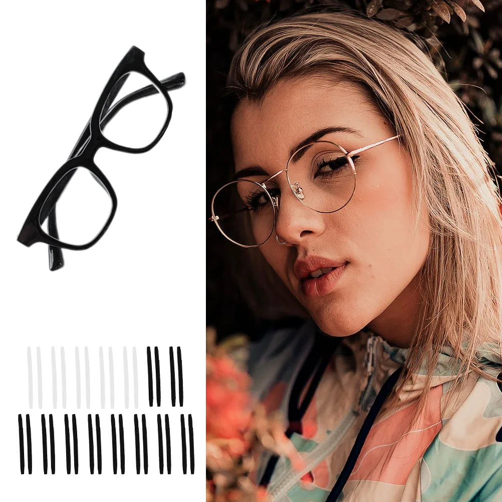 

30Pcs Glasses End Tips Silicone Non-Slip Sleeves for Myopia Eyewear Fixation Retainer Replacement Parts Eyeglass Tools