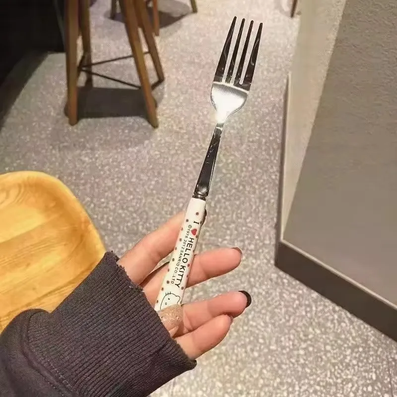 Sanrio Hello Kitty Cartoon Cute High Appearance Chopsticks Spoon Set Stainless Steel Student Office Worker Portable Tableware