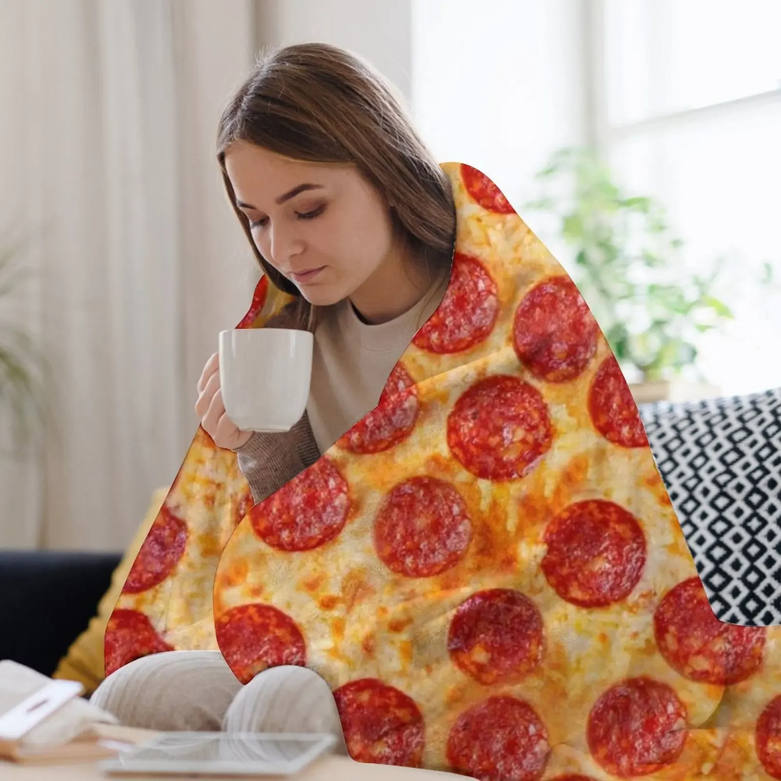 واقعية Pepperoni البيتزا نمط رمي بطانية البطانيات الأرائك منقوشة كبيرة على أريكة الفاخرة St البطانيات