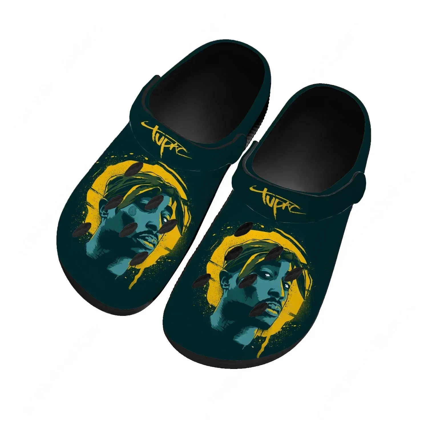 

2PAC Rock Singer Water Shoes Men Women Teenager Comfortable Home Garden Clogs Custom Sandals Beach Breathable Hole Slippers