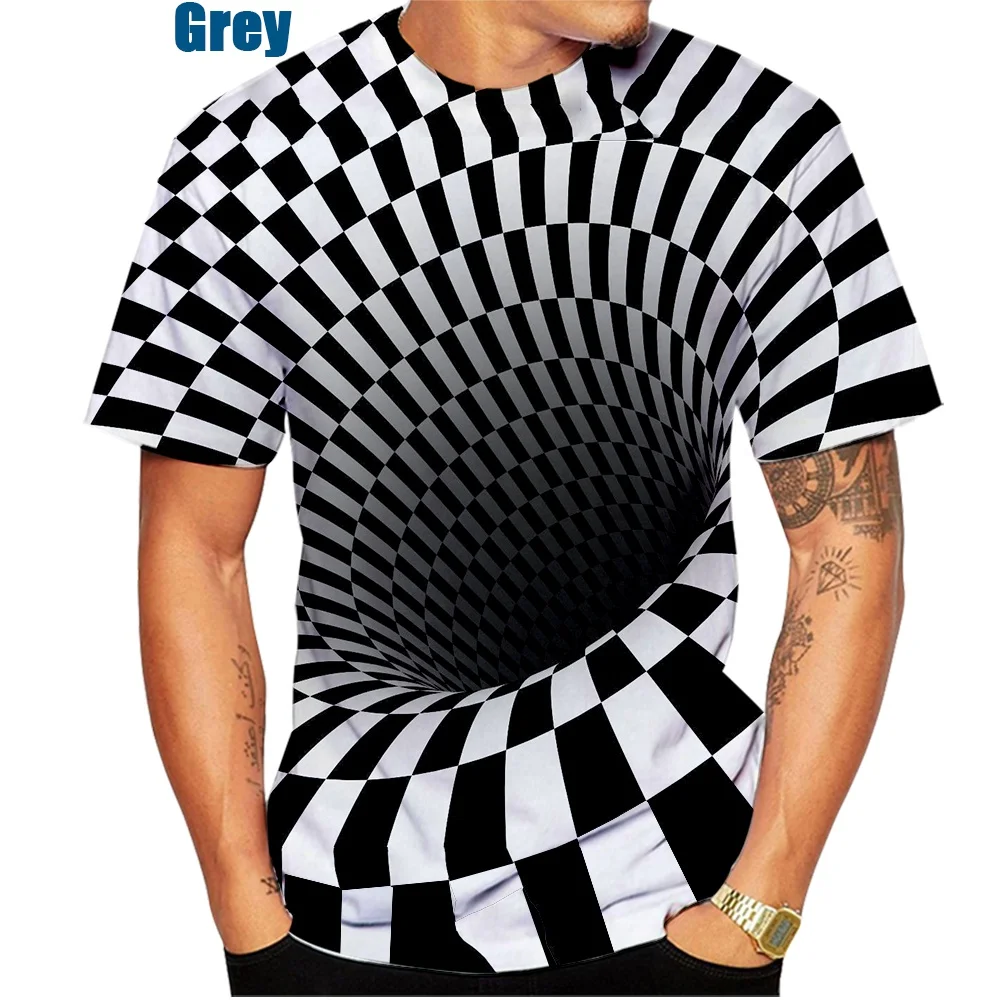 Fashion Newest 3D Printing T Shirt Black And White Vertigo Hypnotic Unisxe Funny Short Sleeved Tees Men/women Tops