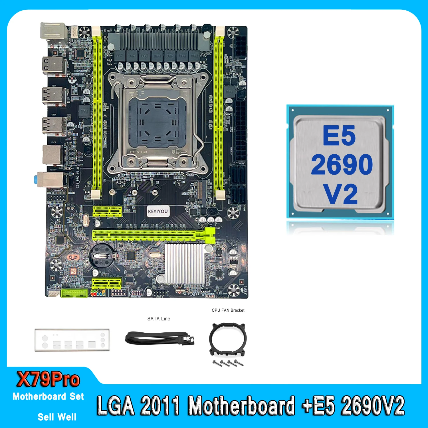 

X79 PRO Motherboard Set LGA2011 E5 2690 V2 Support DDR3 REG ECC Memory CPU Combo Kit Xeon E5 2690V2 PCI-16 NVME M.2 Server M-ATX