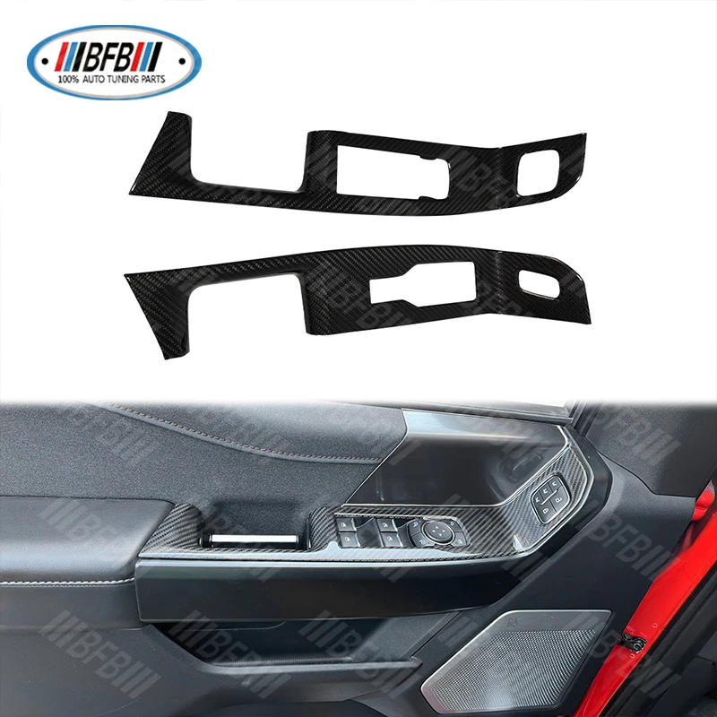 Interior Accessories Carbon Fiber Front Door Window Lift Button Switch Panel Cover Trim for Ford F150 2021up