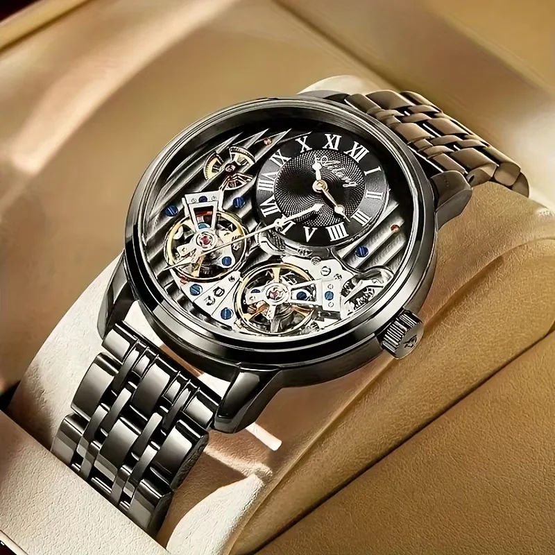 

Top Brand AILANG Double Tourbillon Luxury Watch Men Automatic Luminous Black Clock Men Waterproof Mechanical Watch Relogio